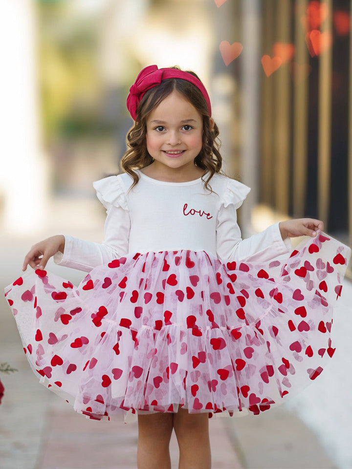 Mia Belle Girls Love Print Tutu Dress | Girls Valentine's Dresses