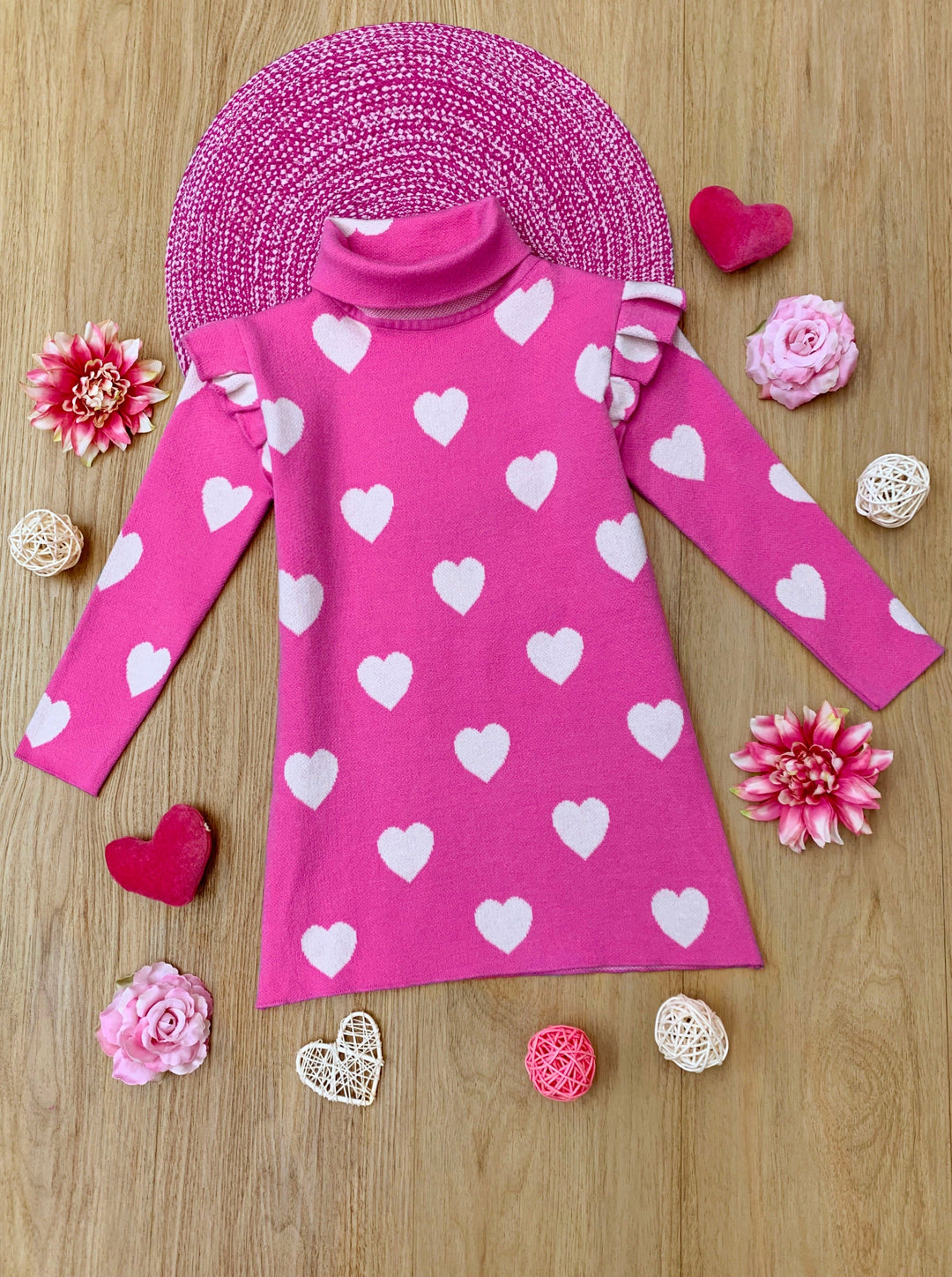 Mia Belle Girls Hot Pink Sweater Dress | Girls Valentine's Dresses