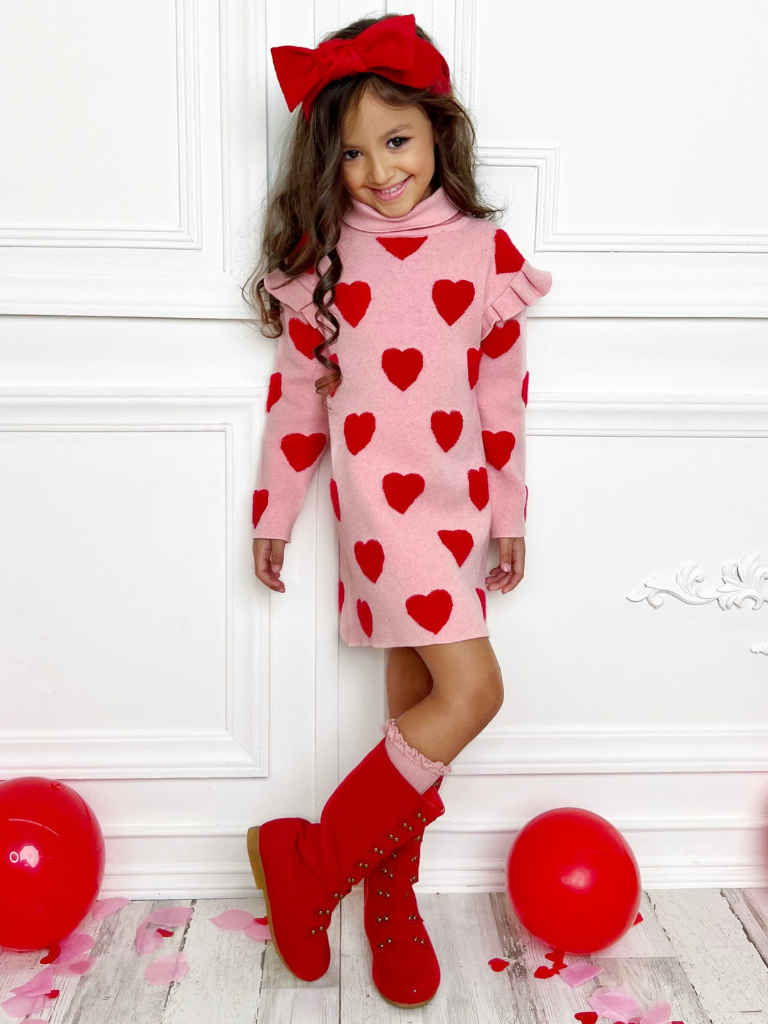 Mia Belle Girls Heart Sweater Dress | Girls Valentine's Dresses