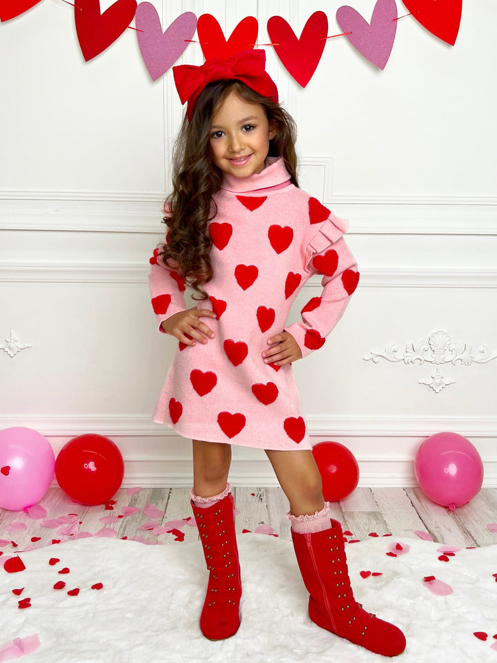 Mia Belle Girls Heart Sweater Dress | Girls Valentine's Dresses