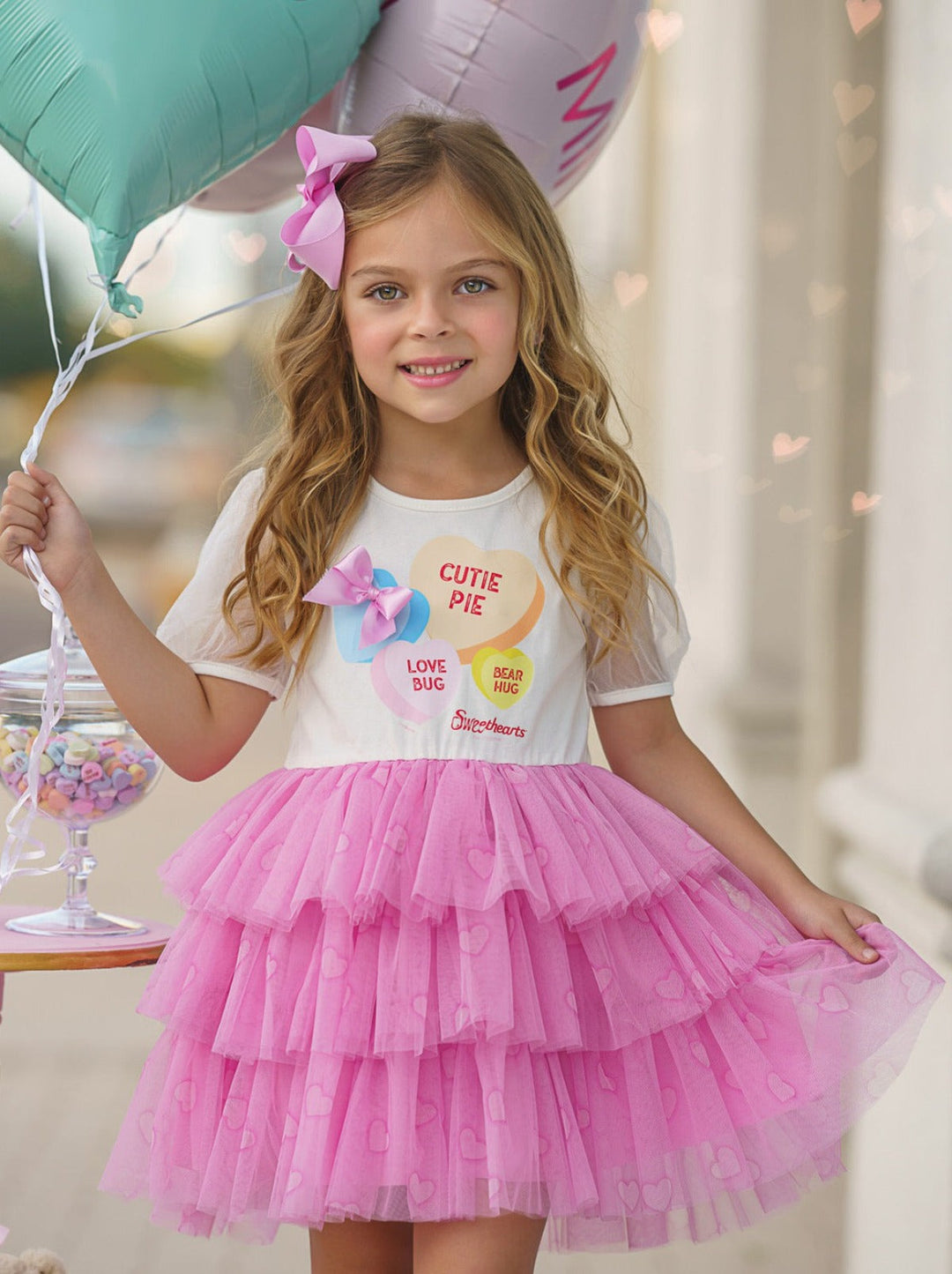 Sweethearts x Mia Belle Girls Cutie Pie Tiered Tutu Dress