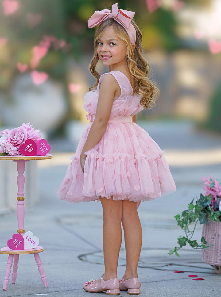 Mia Belle Girls Heart Layered Tulle Dress | Valentine's Day Dresses