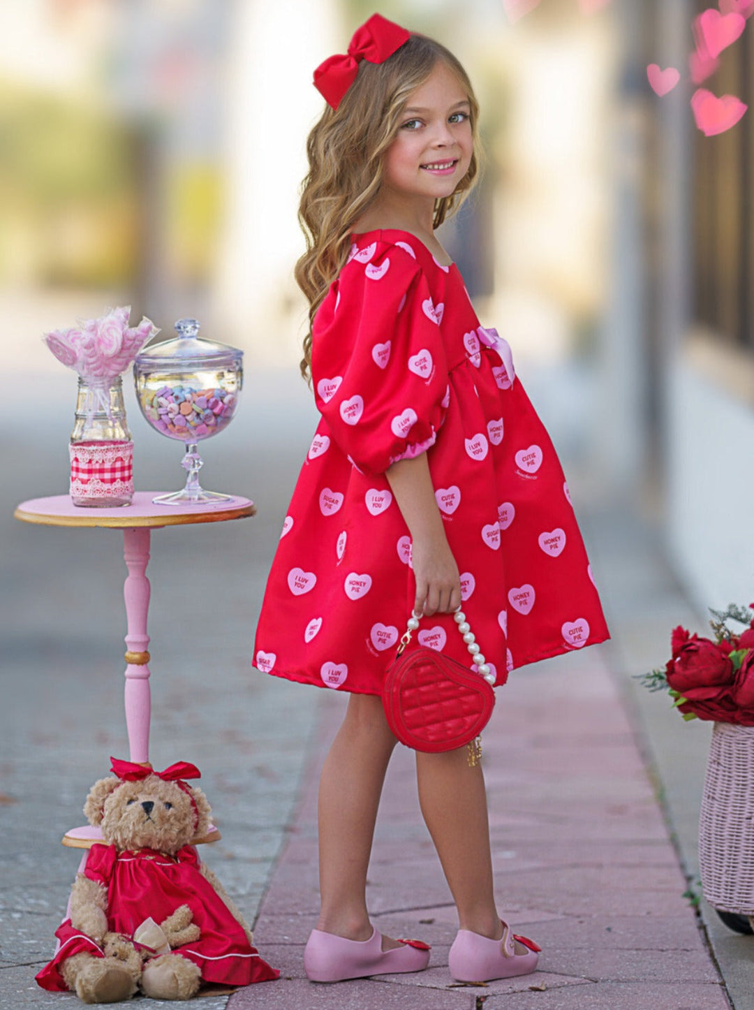 Sweethearts x Mia Belle Girls Red Puff Dress | Valentine's Dress