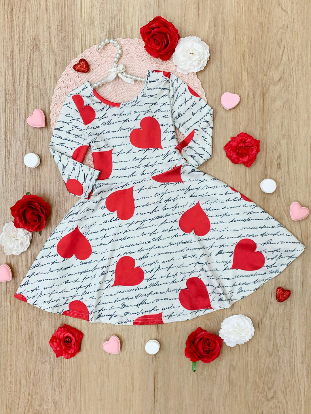 Heartfelt Script Twirly Long Sleeve Skater Dress