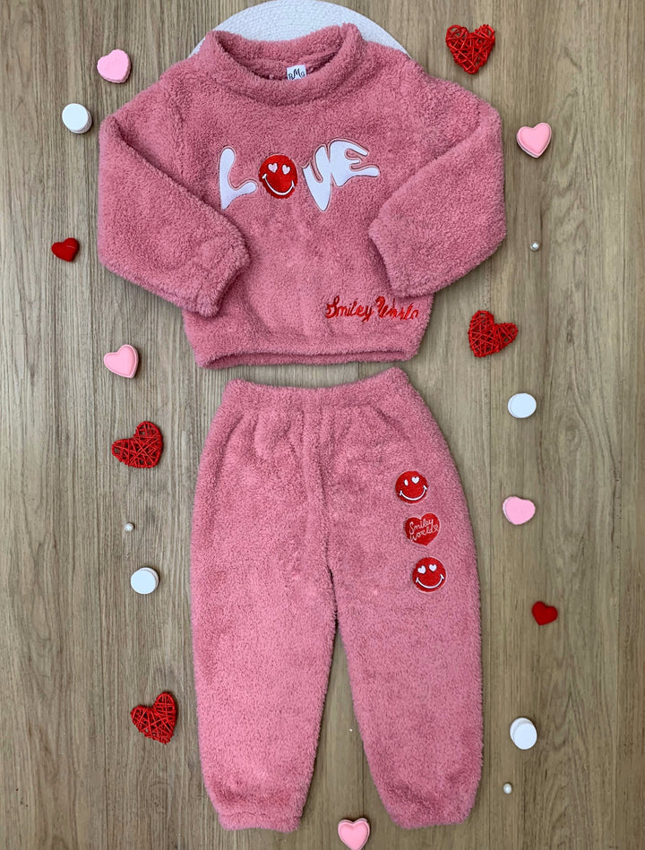 SmileyWorld Cuddle Up in Love Sherpa Top & Jogger Set