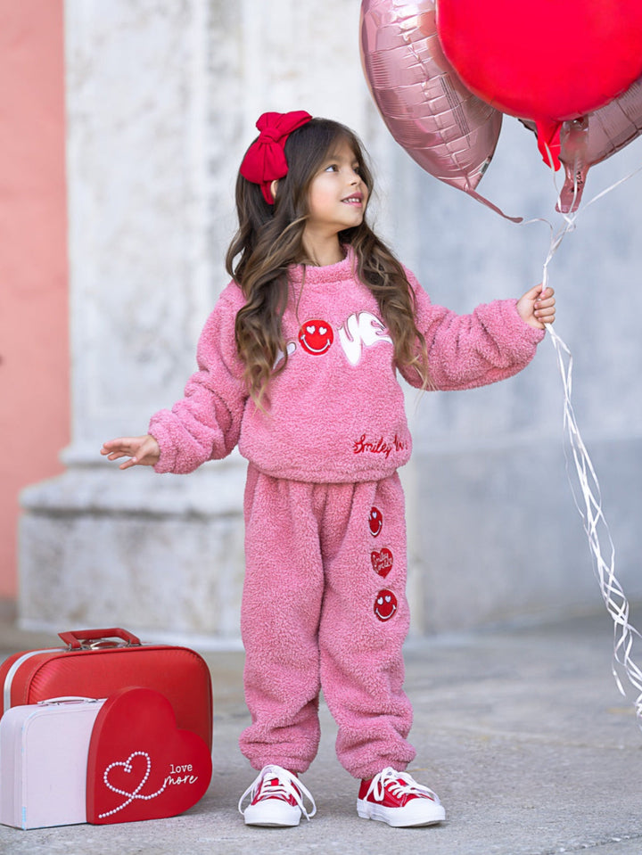 SmileyWorld Cuddle Up in Love Sherpa Top & Jogger Set