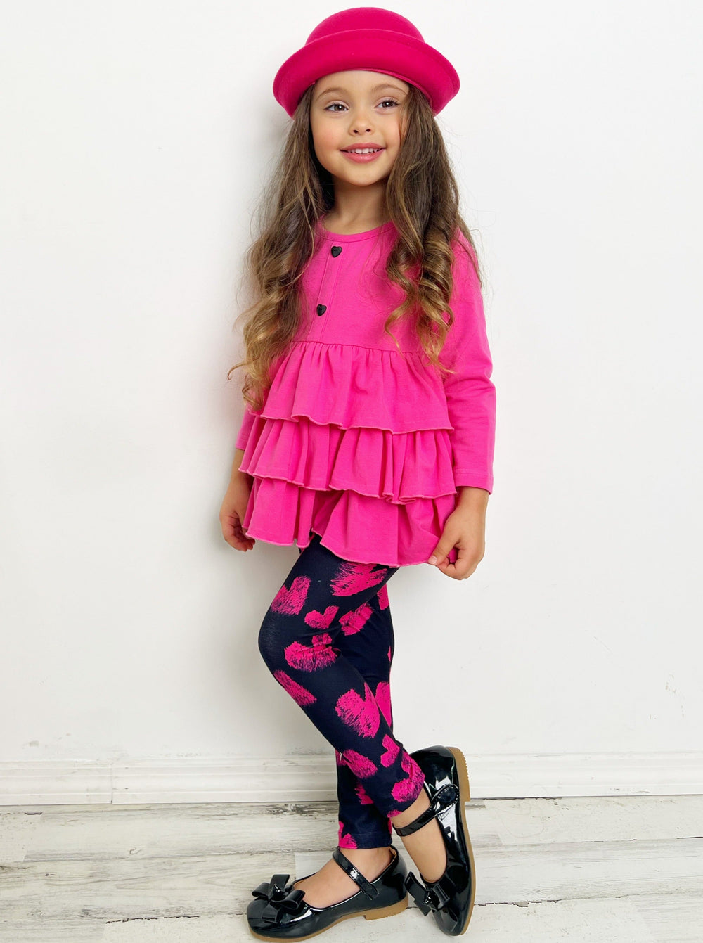 Mia Belle Girls Valentine's Day Tiered Tunic & Legging Set