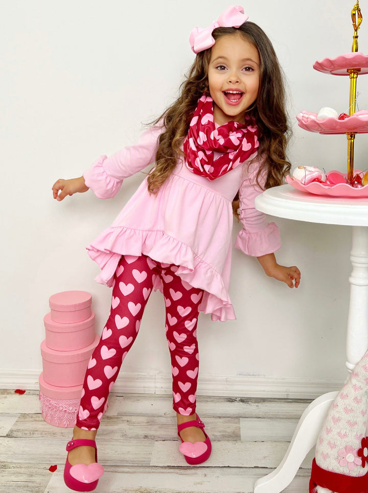 Head Over Heels Tunic, Scarf, & Legging Set - Mia Belle Girls