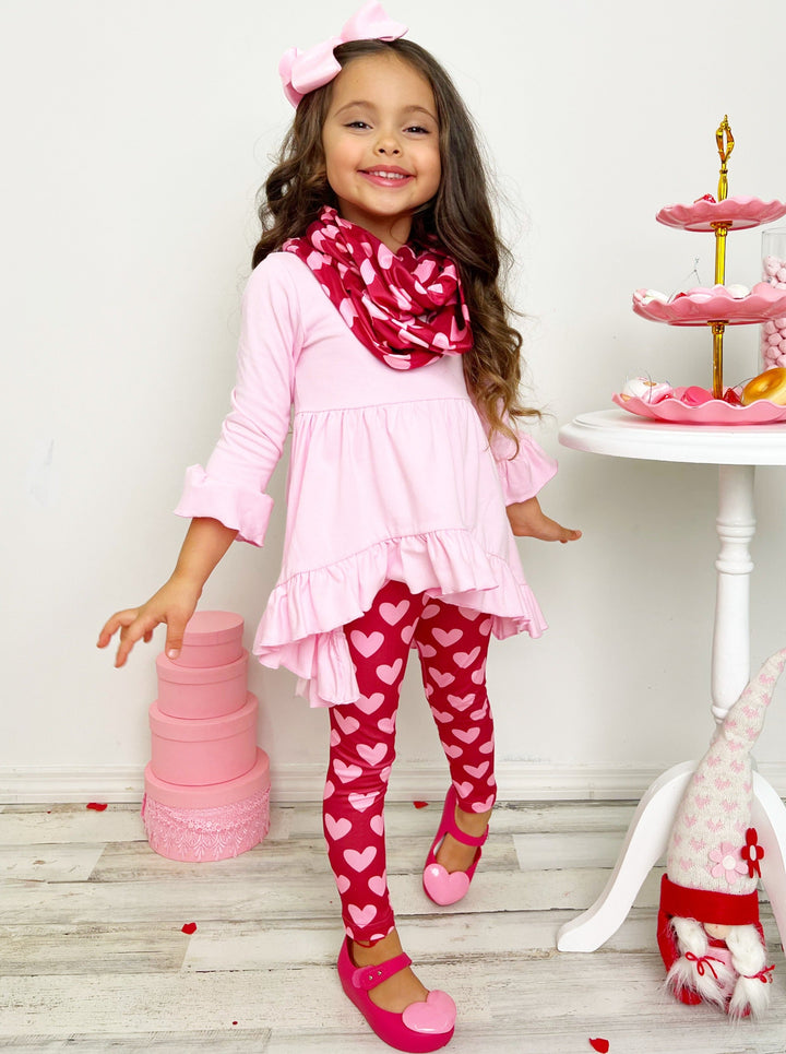 Head Over Heels Tunic, Scarf, & Legging Set - Mia Belle Girls