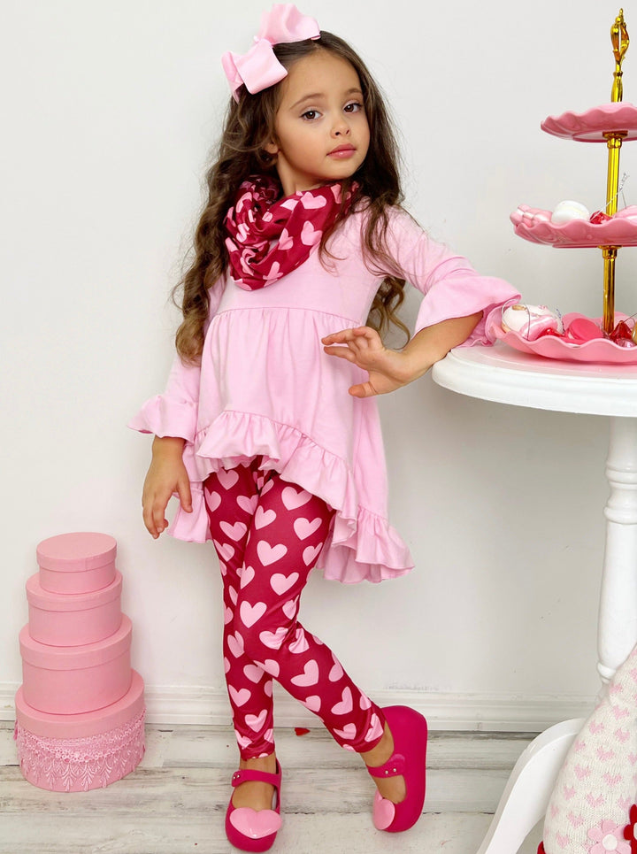 Head Over Heels Tunic, Scarf, & Legging Set - Mia Belle Girls