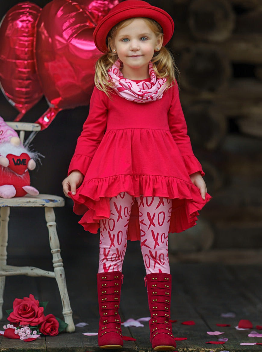 Sending You XOXOs Tunic, Scarf, & Legging Set - Mia Belle Girls