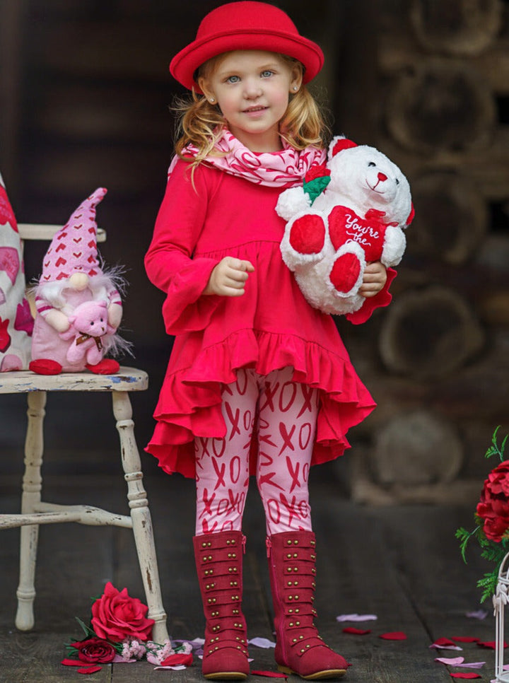 Sending You XOXOs Tunic, Scarf, & Legging Set - Mia Belle Girls