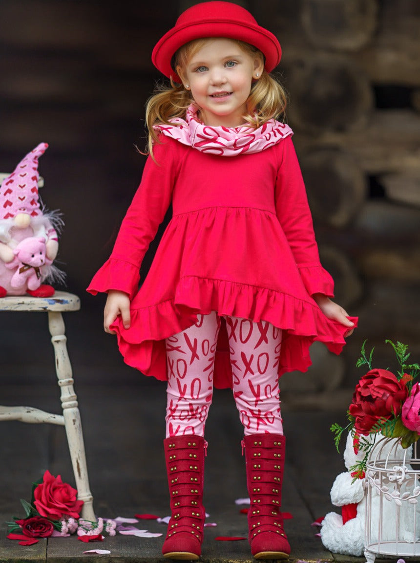 Sending You XOXOs Tunic, Scarf, & Legging Set - Mia Belle Girls