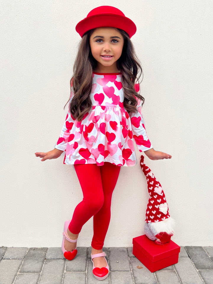 Mia Belle Girls Heart Tunic & Legging Set | Valentine's Outfits