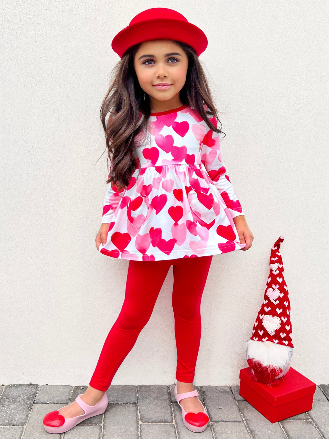 Mia Belle Girls Heart Tunic & Legging Set | Valentine's Outfits