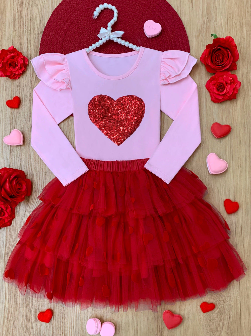 Mia Belle Girls Top & Tiered Skirt Set | Valentine's Day Outfits