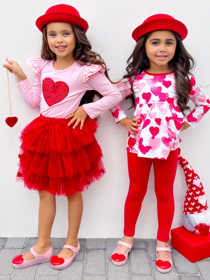 Mia Belle Girls Heart Tunic & Legging Set | Valentine's Outfits