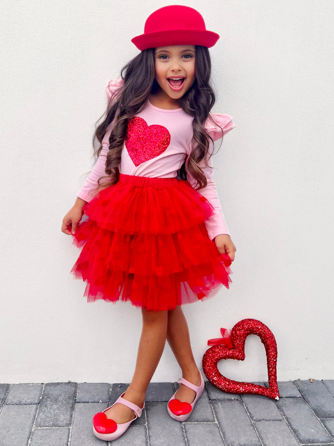 Mia Belle Girls Top & Tiered Skirt Set | Valentine's Day Outfits