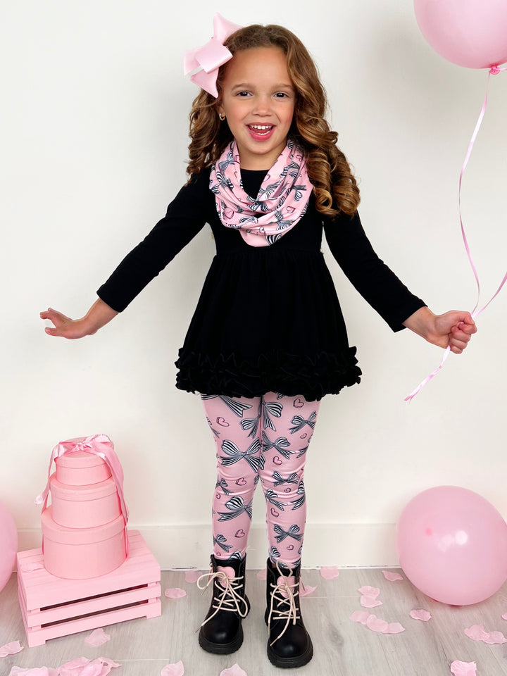 Mia Belle Girls Tunic, Scarf & Legging Set | Girls Valentine's Outfits