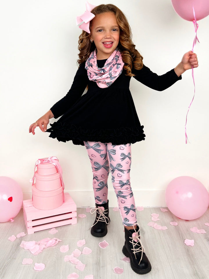 Mia Belle Girls Tunic, Scarf & Legging Set | Girls Valentine's Outfits