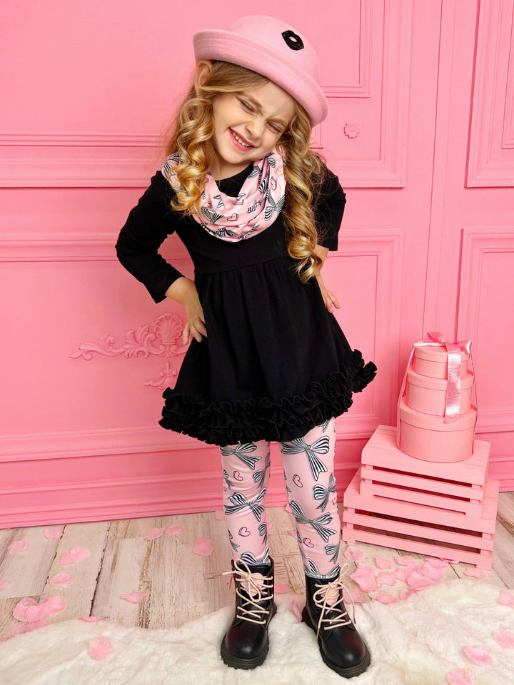 Mia Belle Girls Tunic, Scarf & Legging Set | Girls Valentine's Outfits