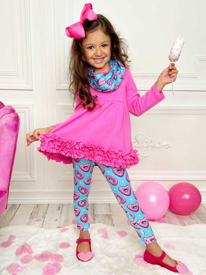 Mia Belle Girls Tunic, Scarf & Legging Set | Girls Valentine's Outfits