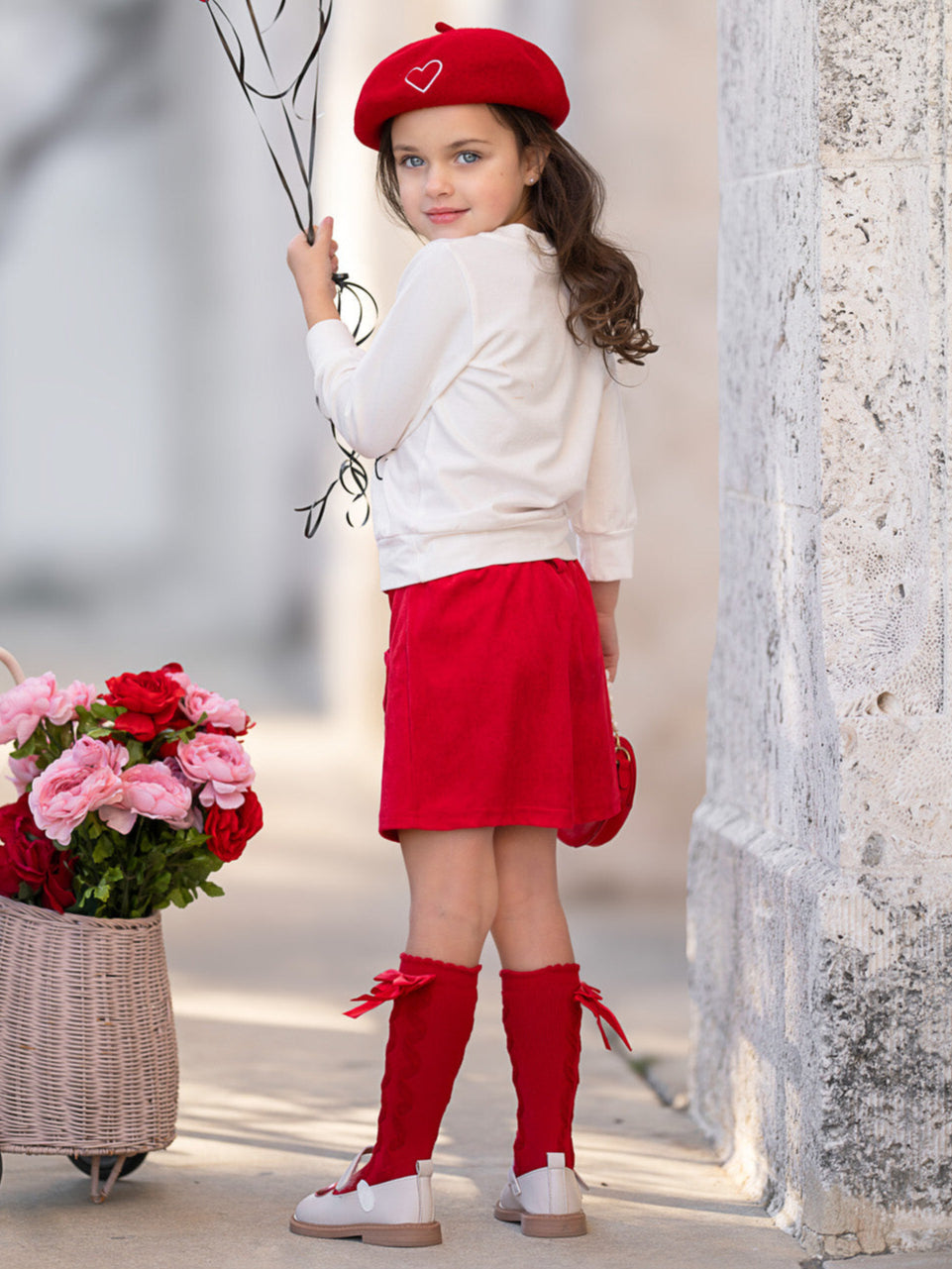 Love Is All You Need Sweater and Red Skirt Set