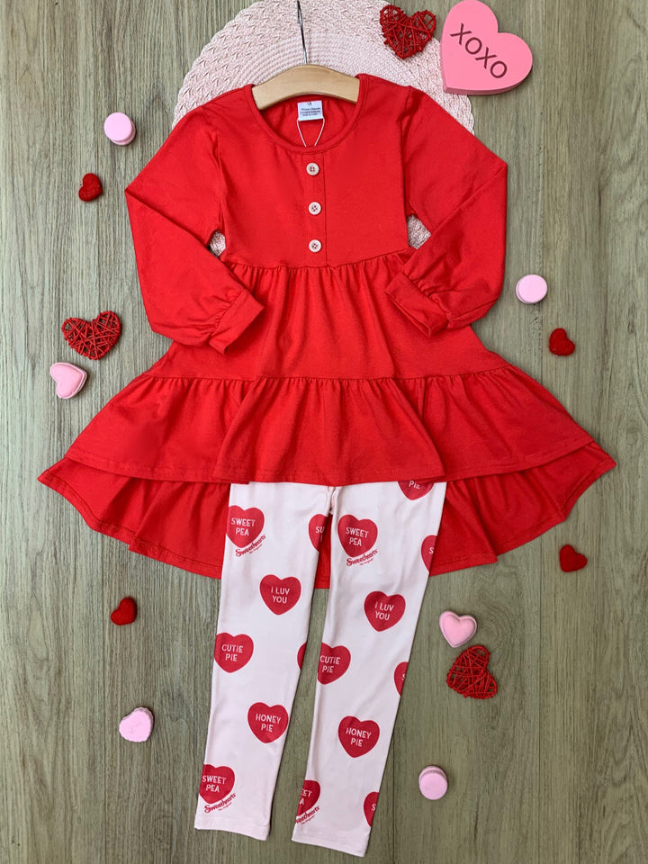 Sweethearts Conversational Heart Ruffle Top and Legging Set