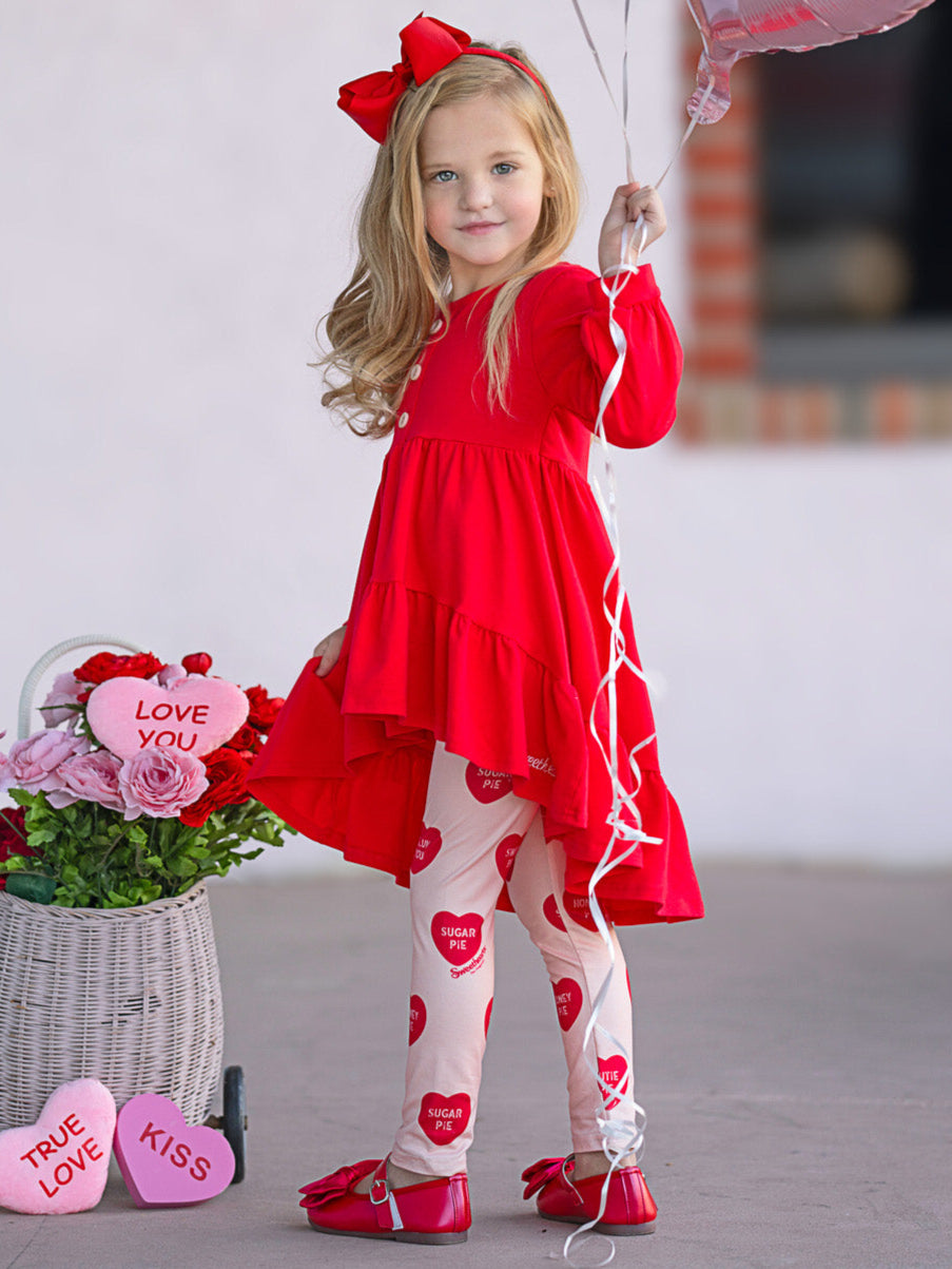 Sweethearts Conversational Heart Ruffle Top and Legging Set