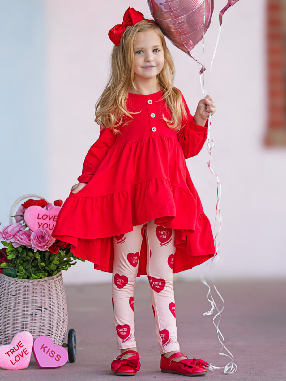 Sweethearts Conversational Heart Ruffle Top and Legging Set