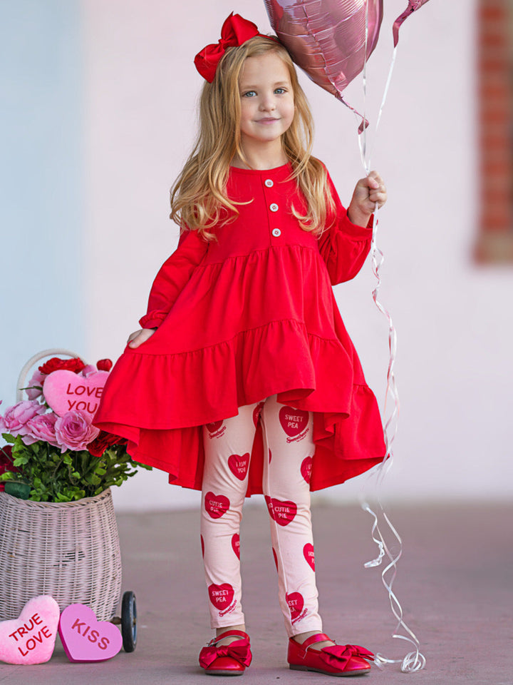 Sweethearts Conversational Heart Ruffle Top and Legging Set