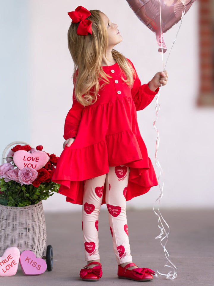 Sweethearts Conversational Heart Ruffle Top and Legging Set