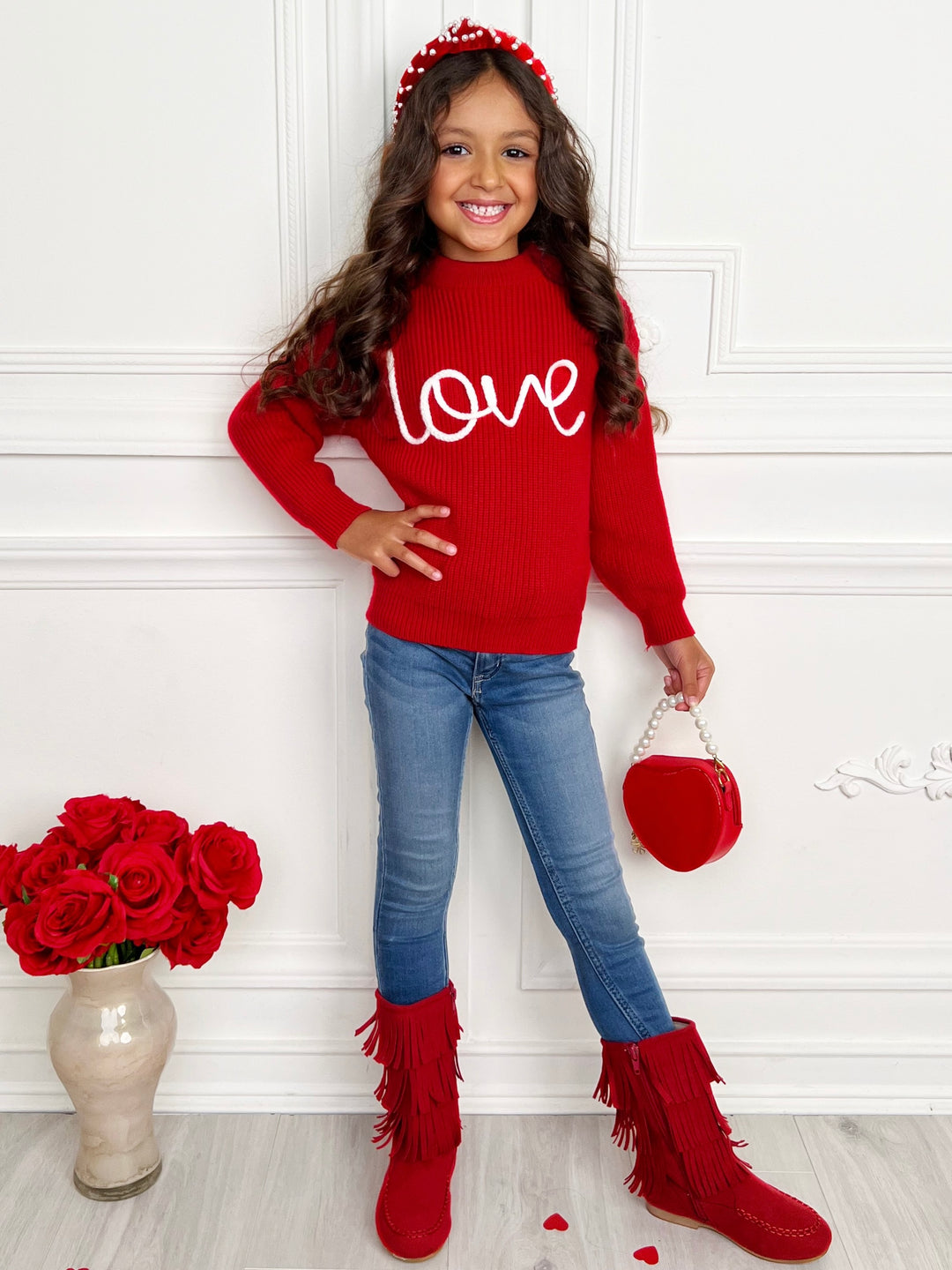 "Love" At First Sight Embroidered Chunky Knit Sweater