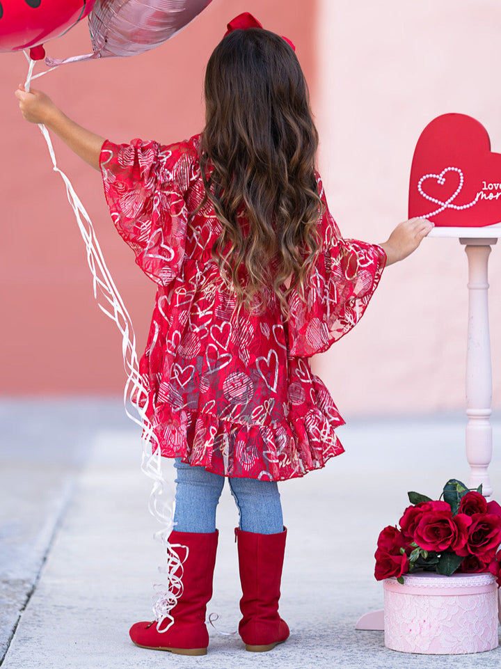 SmileyWorld Heart to Heart Hi-Lo Ruffle Tunic