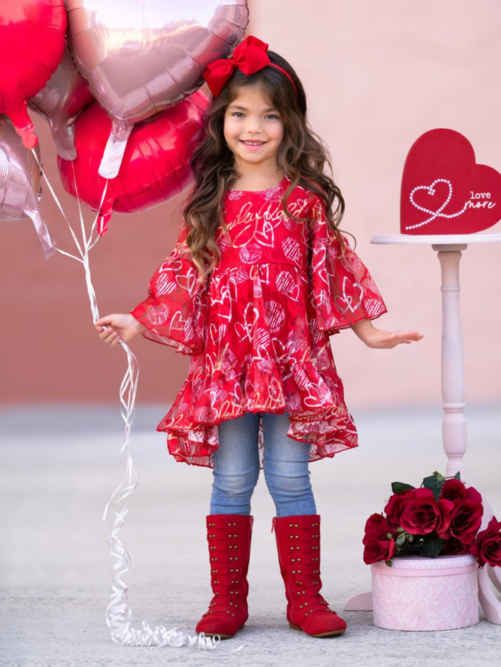 SmileyWorld Heart to Heart Hi-Lo Ruffle Tunic