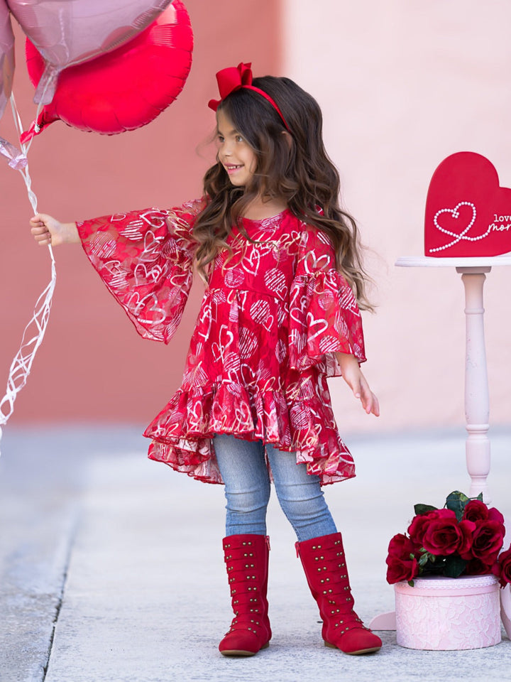 SmileyWorld Heart to Heart Hi-Lo Ruffle Tunic