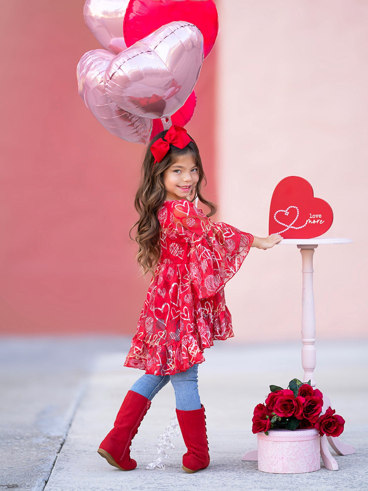 SmileyWorld Heart to Heart Hi-Lo Ruffle Tunic