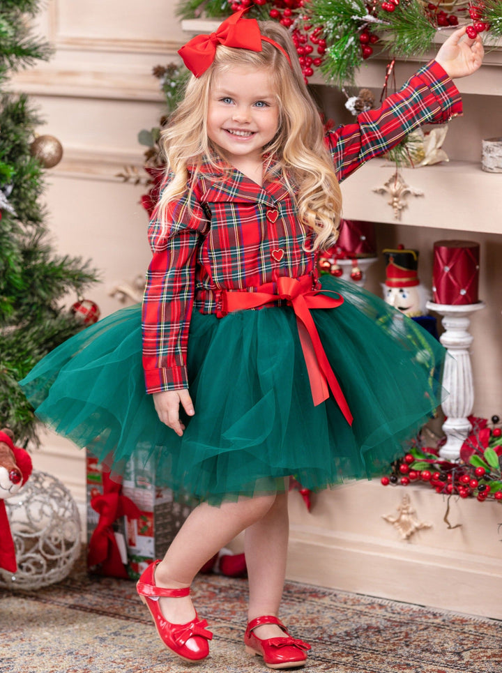 Cute Winter Dressy Outfits | Little Girls Plaid Blazer Tutu Dress