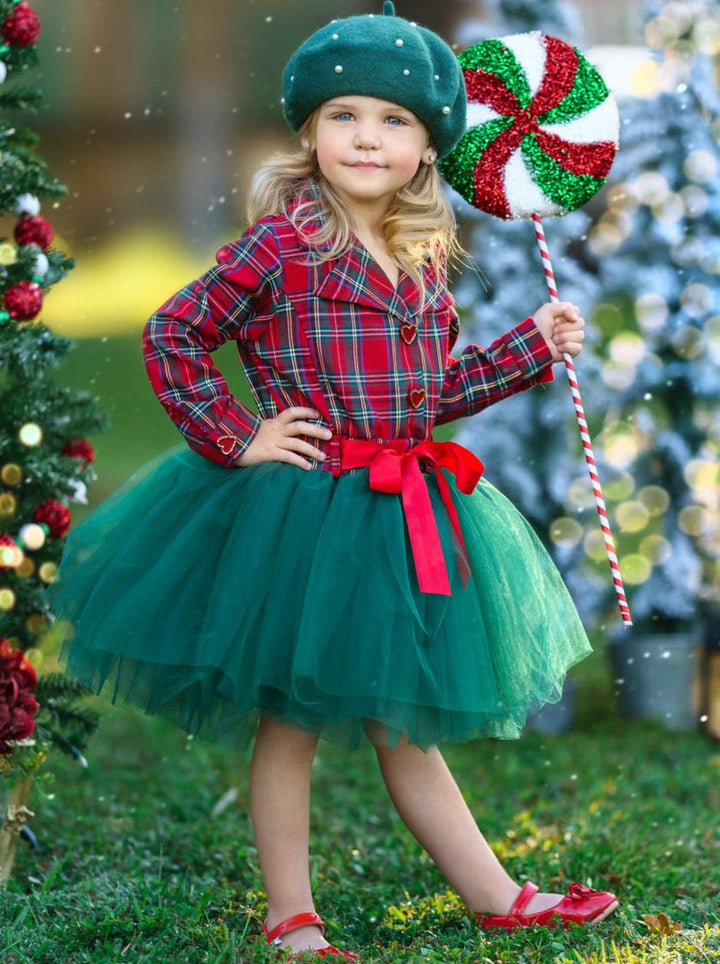 Cute Winter Dressy Outfits | Little Girls Plaid Blazer Tutu Dress