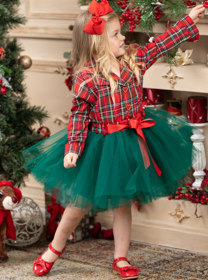 Cute Winter Dressy Outfits | Little Girls Plaid Blazer Tutu Dress