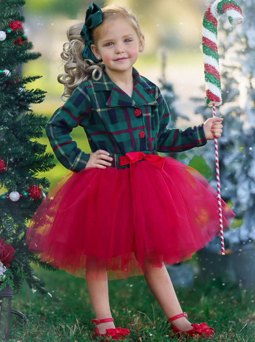 Cute Winter Dressy Outfits | Little Girls Plaid Blazer Tutu Dress