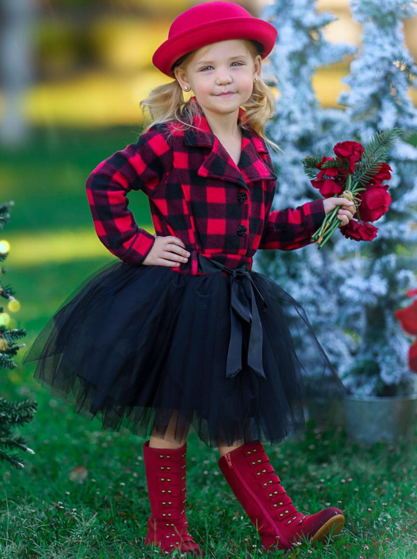 Cute Fall Dressy Outfits | Little Girls Plaid Blazer Tutu Dress