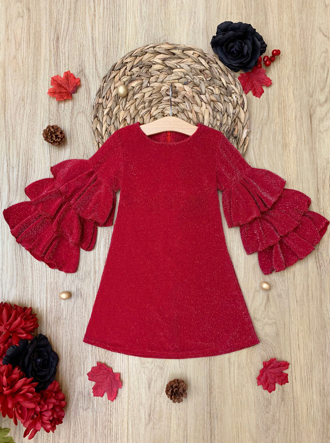 Mia Belle Girls Tiered Sleeve Dress | Girls Fall Outfits