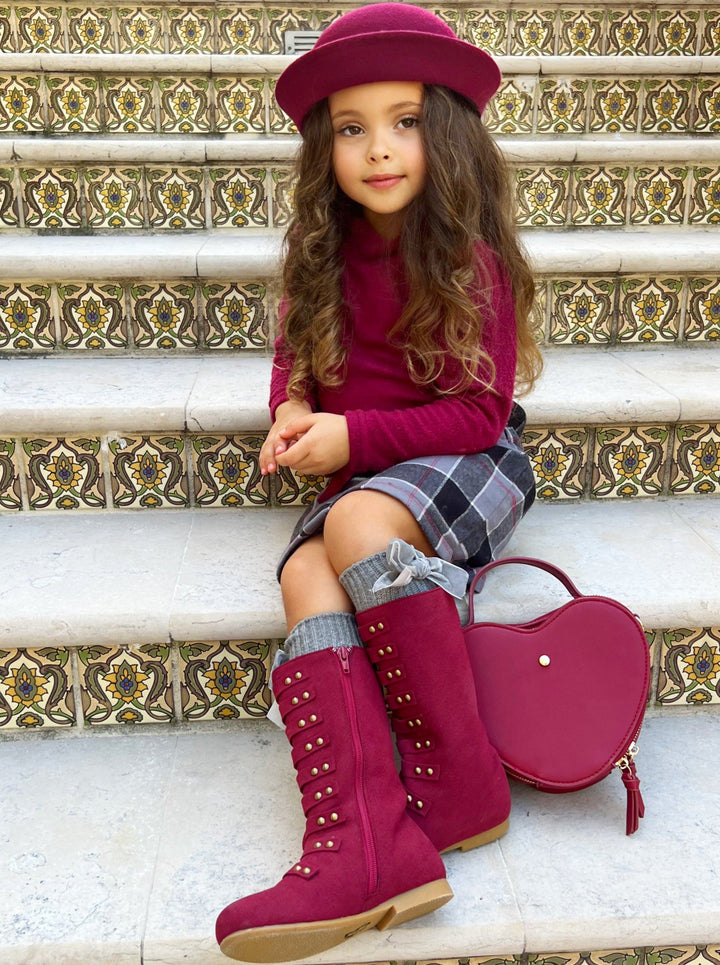 Preppy Chic Sets | Wooly Turtleneck & Plaid Skirt | Mia Belle Girls