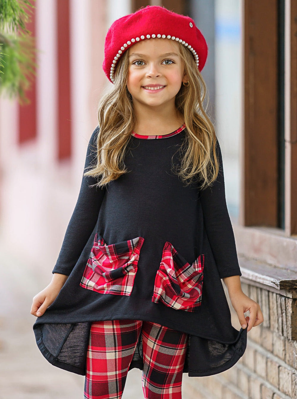 Mia Belle Girls Plaid Leggings Set | Girls Fall Outfits