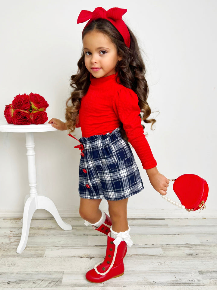 Mia Belle Girls Top and Plaid Skirt Set | Girls Fall Clothes