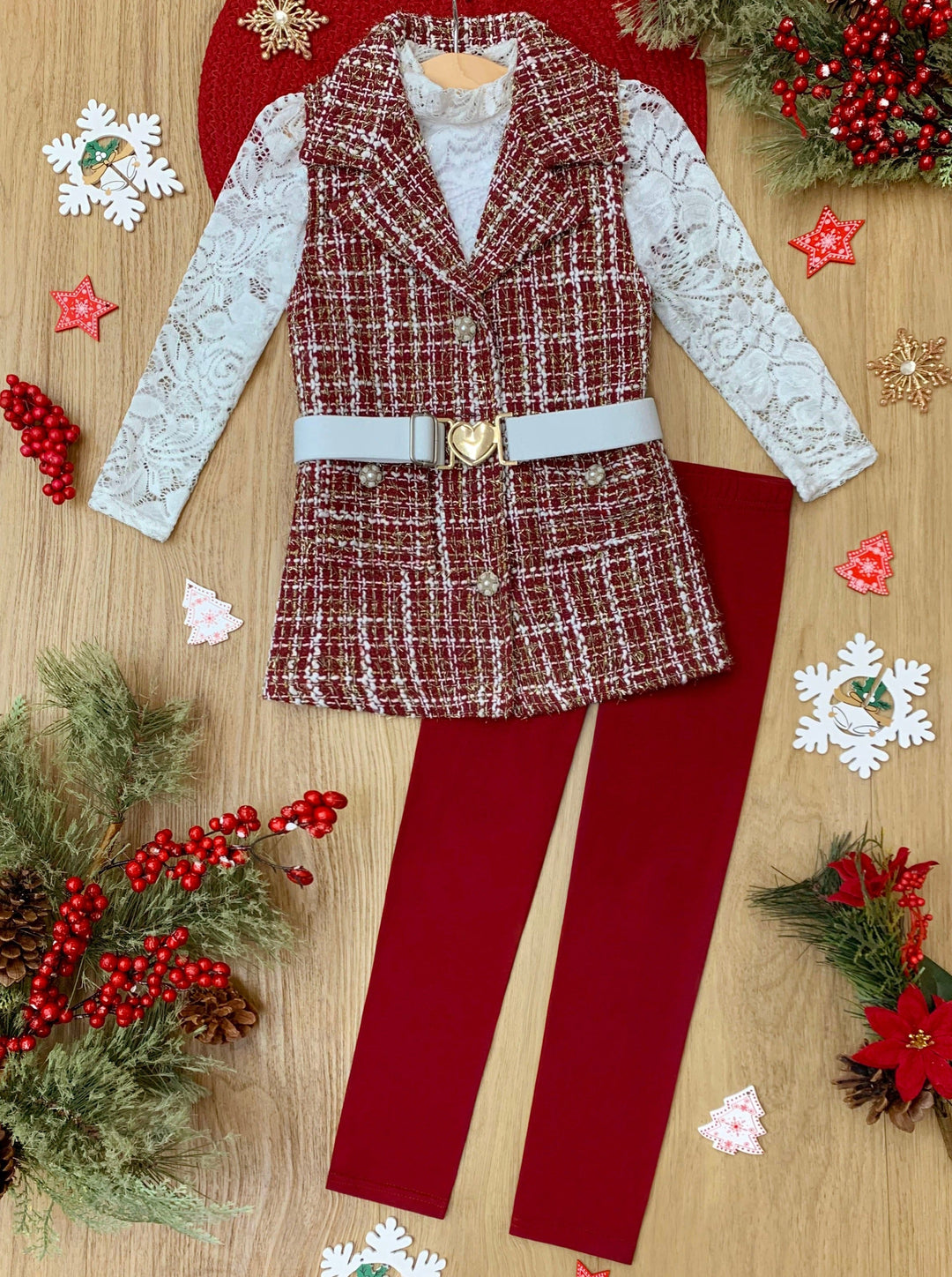 Mia Belle Girls Turtleneck, Vest & Legging Set | Girls Winter Outfits