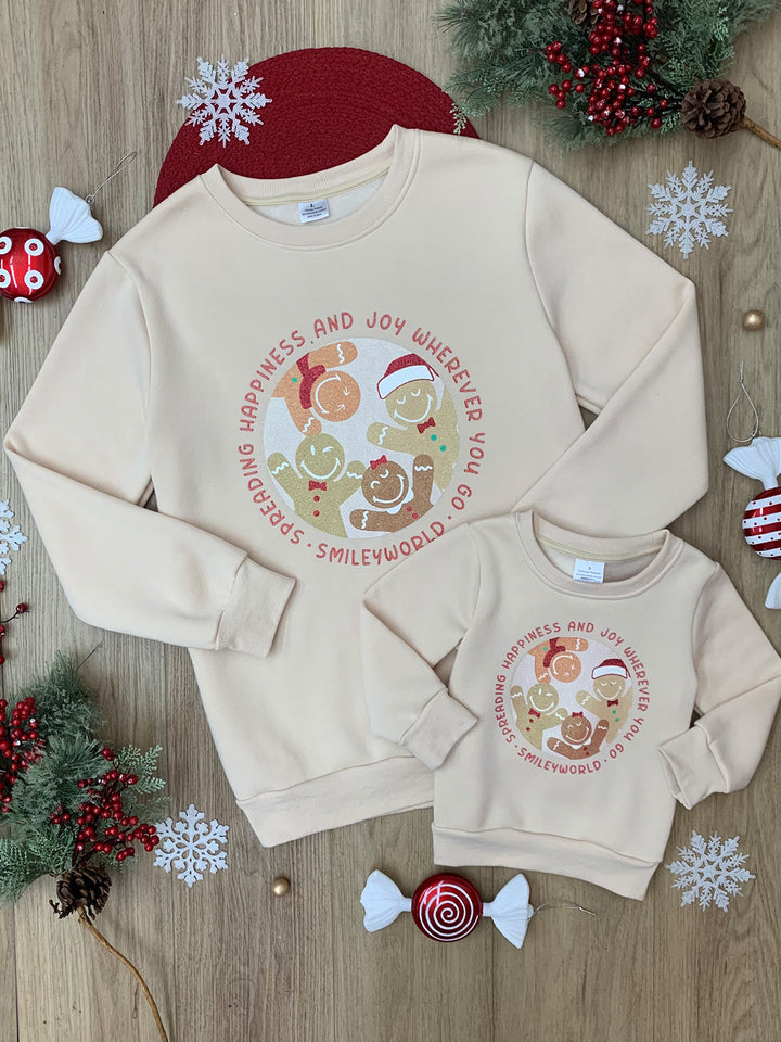 SmileyWorld – Sweatshirt mit Rundhalsausschnitt „Mama und ich – Fröhliches Lebkuchenhaus“