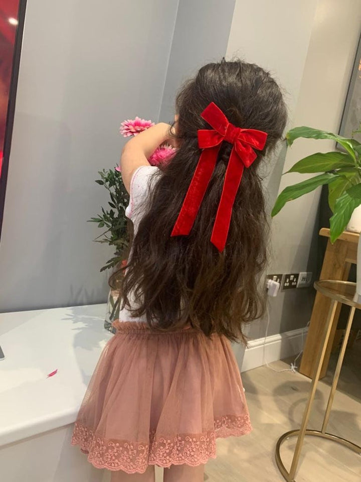 Girls Accessories | Extra Long Velvet Hair Bow - Mia Belle Girls