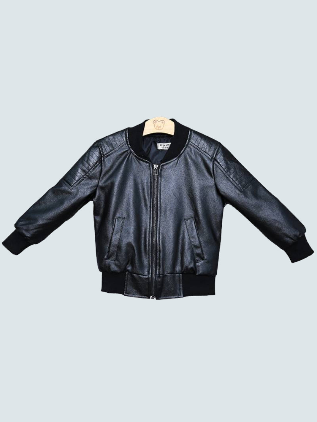 Girls Faux leather bomber style jacket with zipper